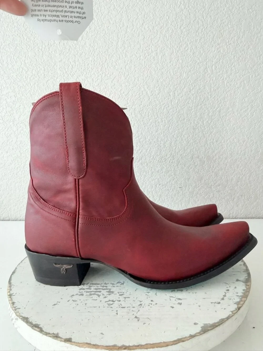 Lane Boots EMMA JANE Red Cowboy Booties Womens 9.5 Western Snip Toe Short Ankle